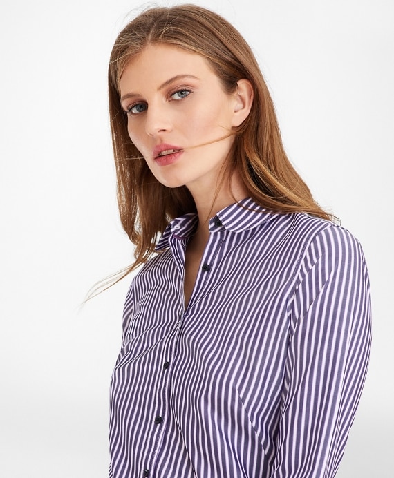 Non-Iron Striped Supima&reg; Cotton Fitted Shirt - Brooks Brothers Outlet