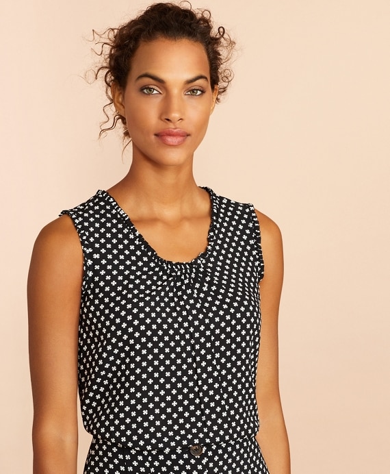 Floral-Print Shirred Blouse - Brooks Brothers Outlet