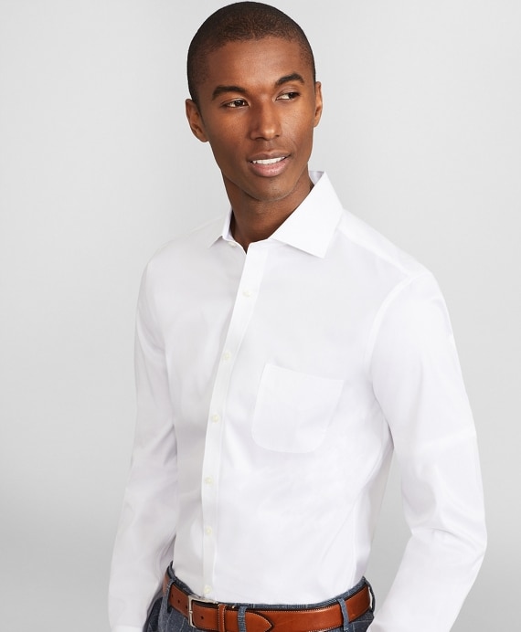 Milano Slim Fit Dress Shirt, Performance Non-Iron with COOLMAX&reg;, English Spread Collar Broadcloth - Brooks Brothers Outlet