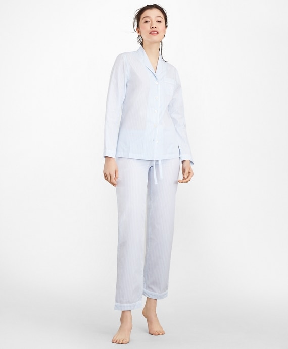 Striped Cotton Poplin Pajama Set - Brooks Brothers Factory Outlet