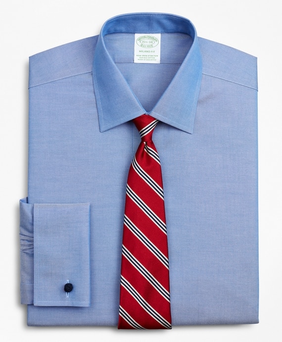 Stretch Milano Slim Fit Dress Shirt, Non-Iron Pinpoint Ainsley Collar French Cuff - Brooks Brothers Outlet