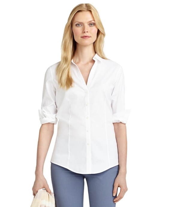 Petite Non-Iron Fitted Blouse - Brooks Brothers Outlet