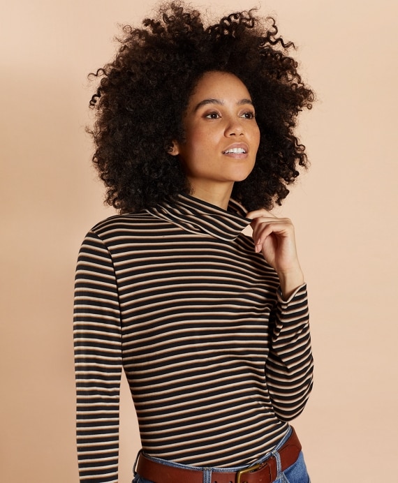 Striped Long-Sleeve Turtleneck - Brooks Brothers Factory Outlet