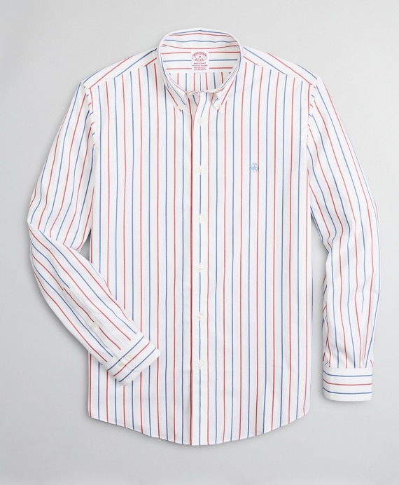 Stretch Madison Classic-Fit Sport Shirt, Non-Iron Stripe - Brooks Brothers Outlet