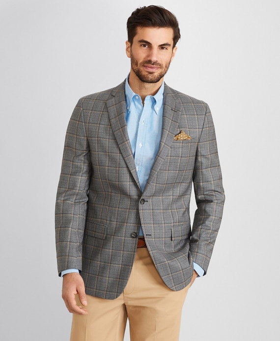 Regent Fit Double Windowpane Sport Coat - Brooks Brothers Outlet