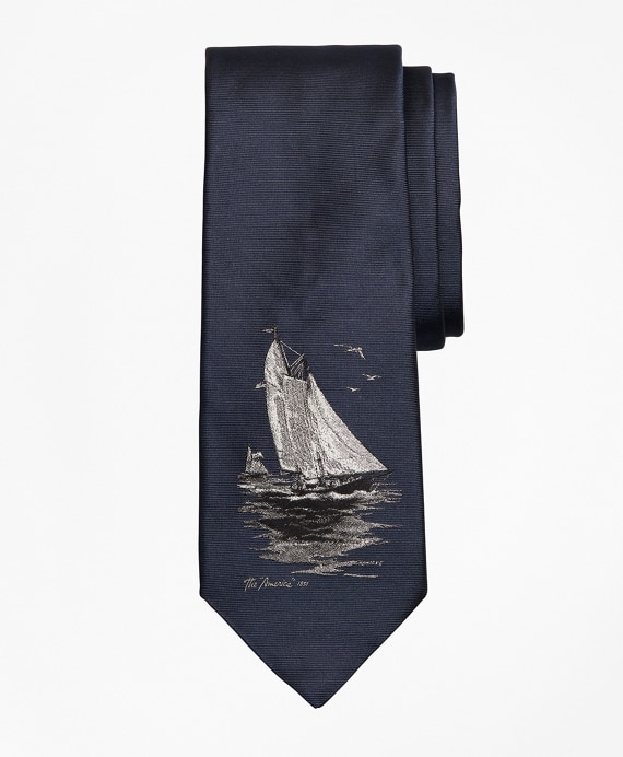 Limited Edition Archival Collection Sail Boat Motif Silk Tie - Brooks Brothers Outlet