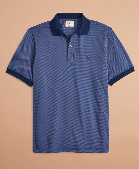 Cotton Jersey Mini-Stripe Polo Shirt - Brooks Brothers Outlet