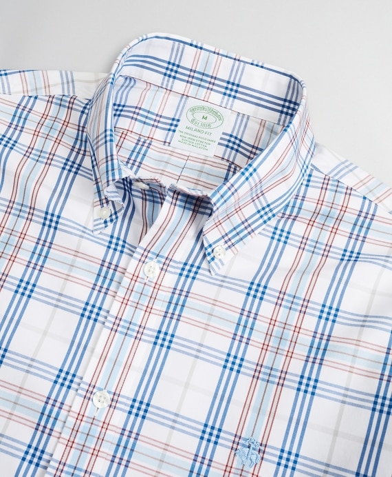 Stretch Milano Slim-Fit Sport Shirt, Non-Iron Multi-Plaid - Brooks Brothers Outlet