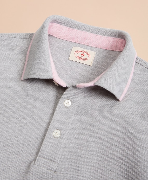 Tipped Heathered Pique Polo Shirt - Brooks Brothers Outlet