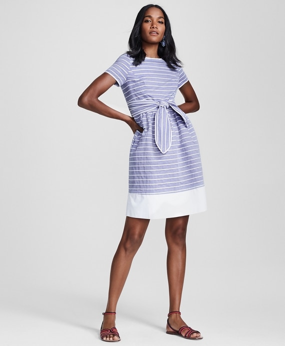 Striped Cotton Dobby Dress - Brooks Brothers Outlet