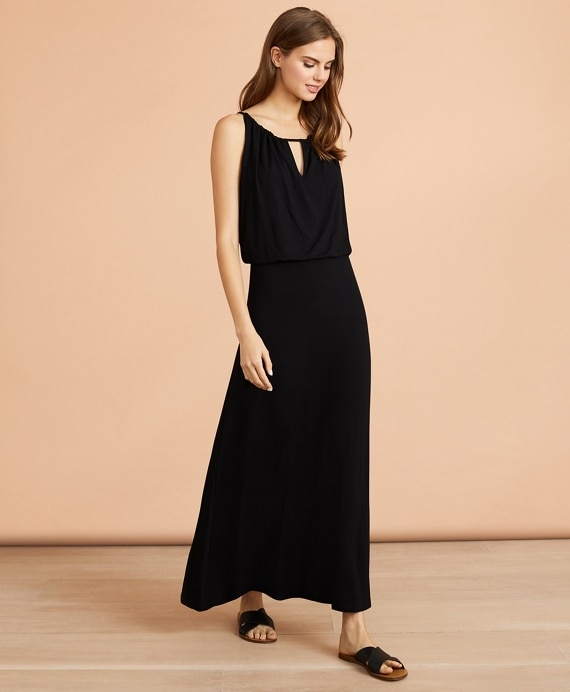 Keyhole-Neck Jersey Maxi Dress - Brooks Brothers Outlet