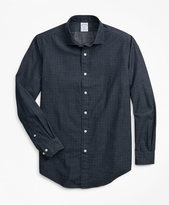 Regent Fit Mini-Floral Print Sport Shirt - Brooks Brothers Outlet