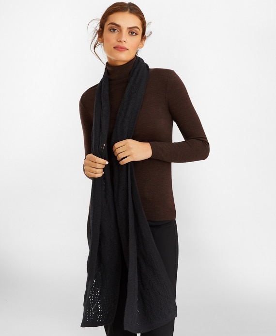 Pointelle Cable-Knit Cashmere Scarf - Brooks Brothers Outlet