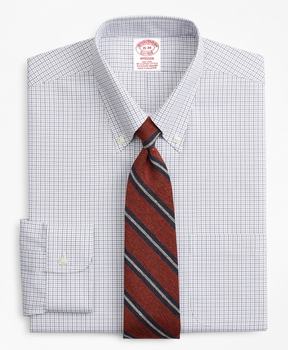 Stretch Madison Classic-Fit Dress Shirt, Non-Iron Grid Check - Brooks Brothers Outlet