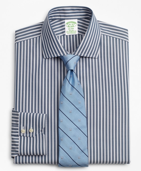Stretch Milano Slim-Fit Dress Shirt, Non-Iron Stripe - Brooks Brothers Outlet