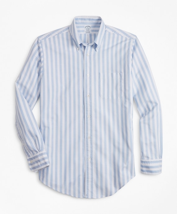 Regent Fit Oxford Wide Stripe Sport Shirt - Brooks Brothers Outlet