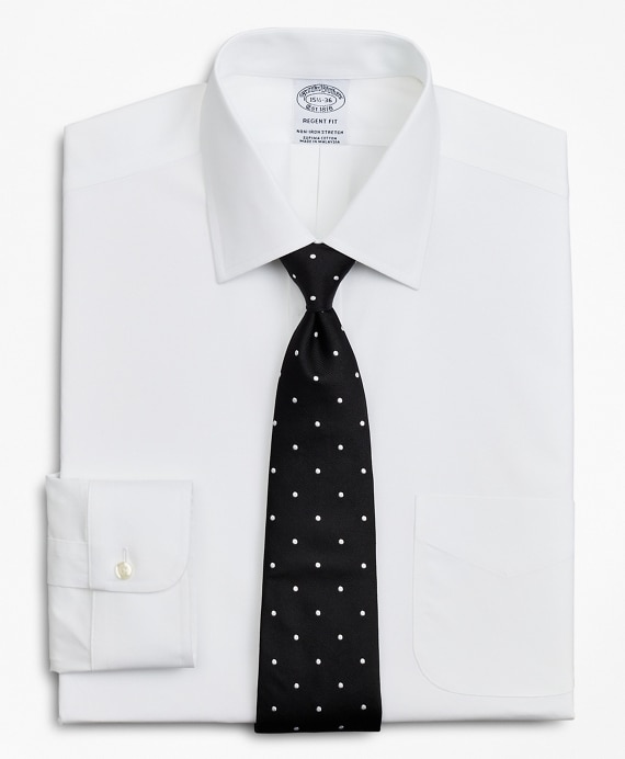 Stretch Regent Fitted Dress Shirt, Non-Iron Poplin Ainsley Collar - Brooks Brothers Outlet