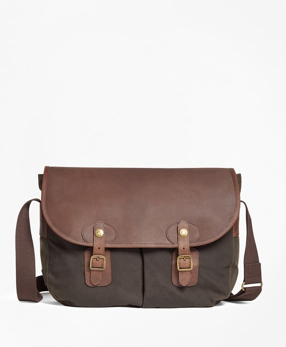 Waxed Canvas & Leather Messenger Bag - Brooks Brothers Factory Outlet