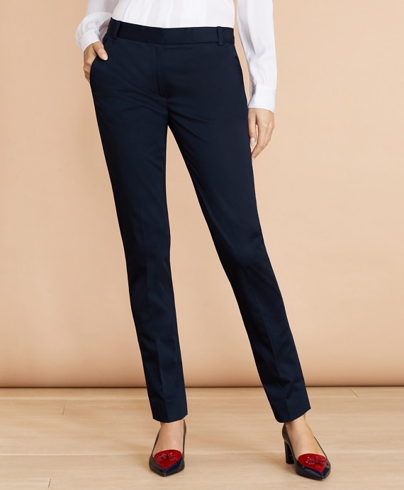 Stretch Cotton Sateen Pants - Brooks Brothers Outlet