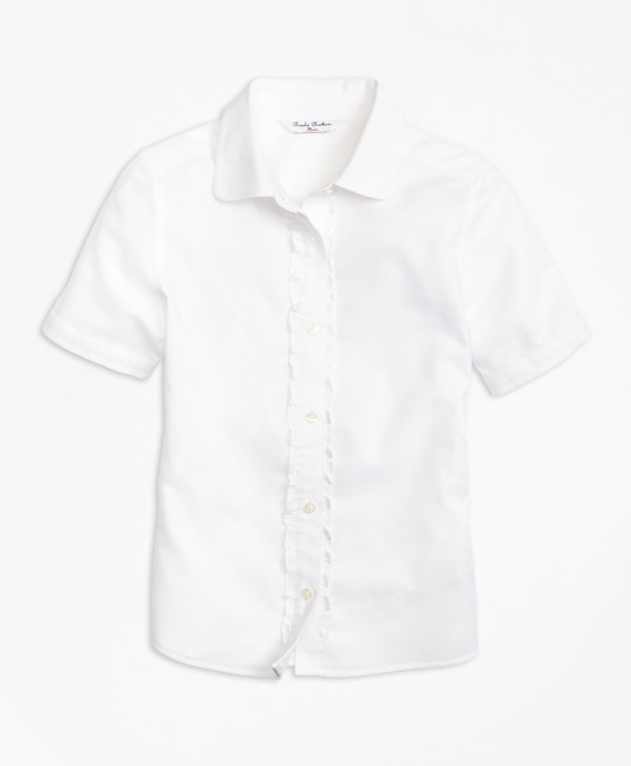 Girls Non-Iron Short-Sleeve Oxford - Brooks Brothers Outlet