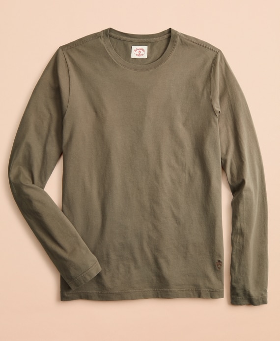Garment-Dyed Cotton Jersey Long-Sleeve T-Shirt - Brooks Brothers Outlet