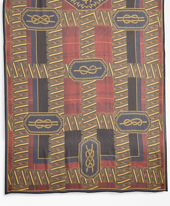 Knot-Print Silk Chiffon Oblong Scarf - Brooks Brothers Outlet