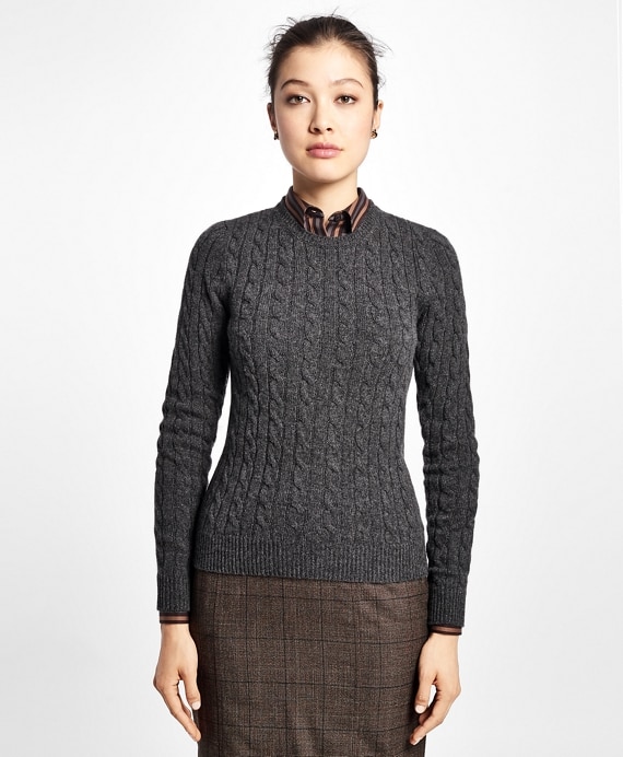 Cashmere Cable Crewneck Sweater - Brooks Brothers Outlet