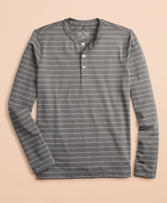 Performance Series Striped Long-Sleeve Henley - Brooks Brothers Outlet