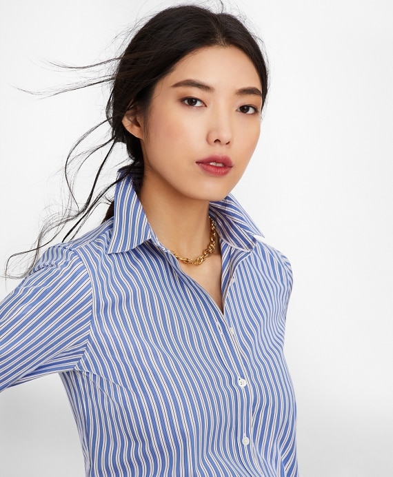 Classic-Fit Striped Cotton Poplin Luxury Shirt - Brooks Brothers Outlet