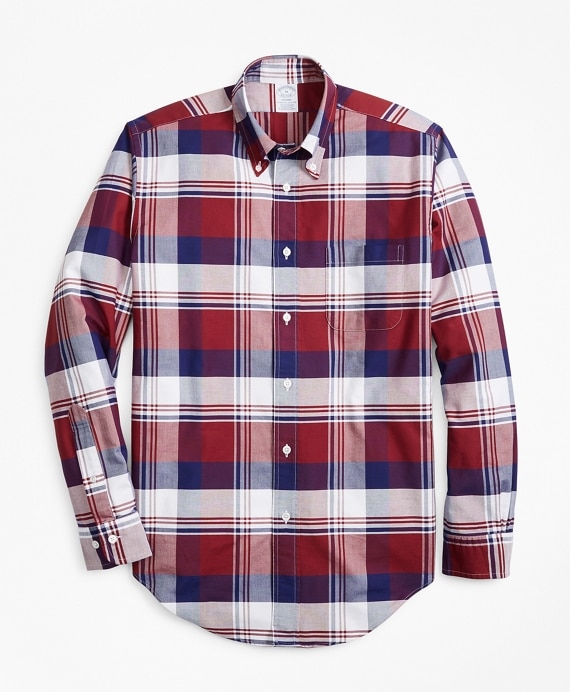Regent Fit Oxford Large Plaid Sport Shirt - Brooks Brothers Outlet