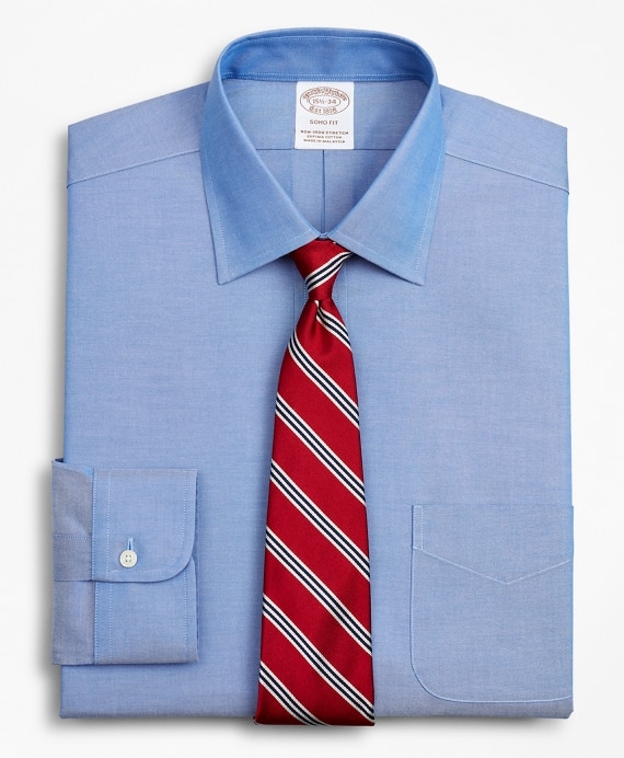 Stretch Soho Extra-Slim-Fit Dress Shirt, Non-Iron Pinpoint Ainsley Collar - Brooks Brothers Factory Outlet