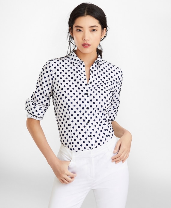 Tailored-Fit Clip-Dot Jacquard Shirt - Brooks Brothers Factory Outlet