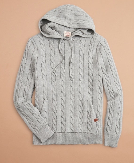 Cable-Knit Hoodie - Brooks Brothers Outlet