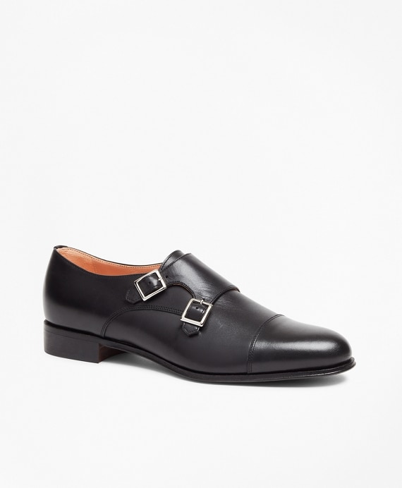 Leather Cap-Toe Monk Straps - Brooks Brothers Outlet