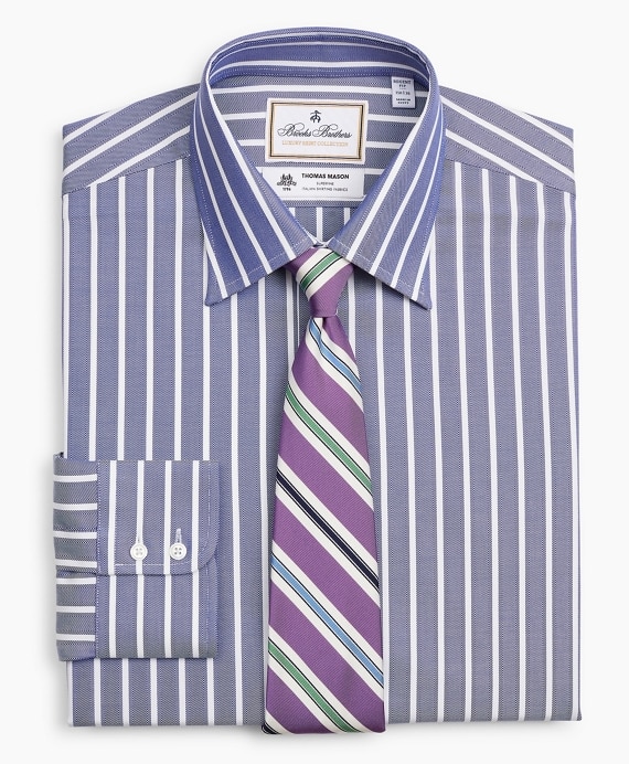 Luxury Collection Regent Fitted Dress Shirt, Franklin Spread Collar Herringbone Wide Stripe - Brooks Brothers Outlet