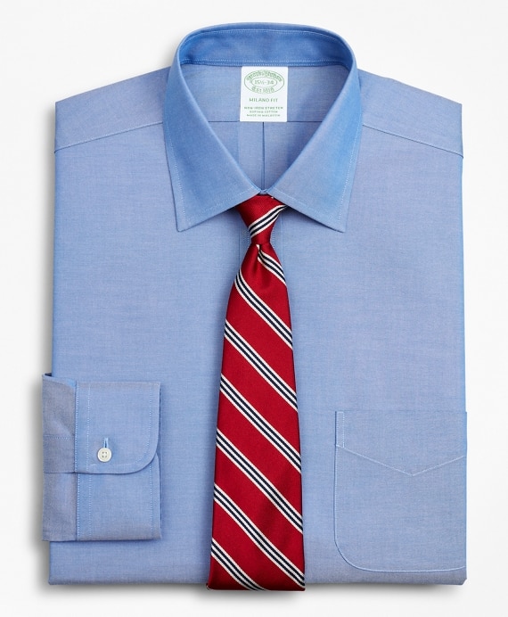 Stretch Milano Slim-Fit Dress Shirt, Non-Iron Pinpoint Ainsley Collar - Brooks Brothers Outlet