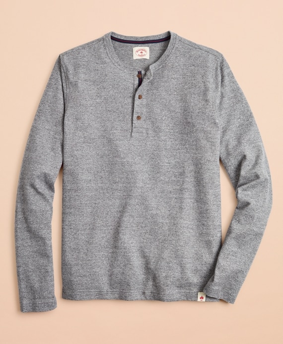 Cotton Jersey Long-Sleeve Henley - Brooks Brothers Outlet