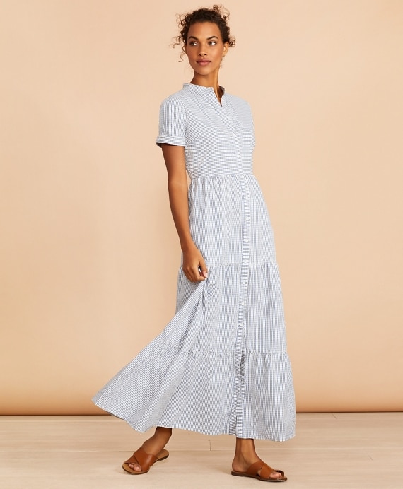 Striped Cotton Dobby Maxi Dress - Brooks Brothers Outlet