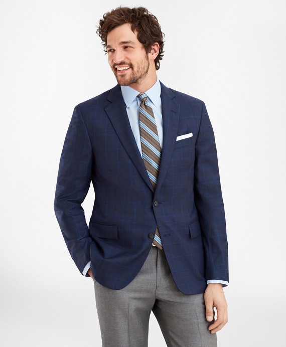 Regent Fit Navy Plaid Sport Coat - Brooks Brothers Outlet