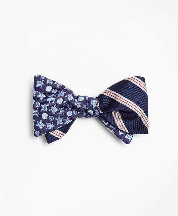 Stripe with Sea Turtles Reversible Bow Tie - Brooks Brothers Factory Outlet
