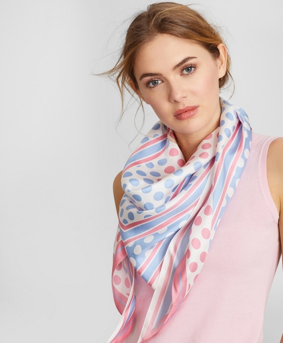 Polka-Dot-Print Silk Diamond Scarf - Brooks Brothers Outlet