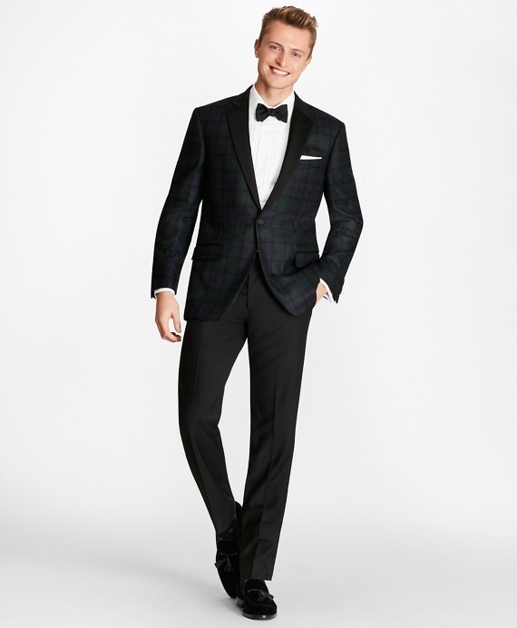 Regent Fit Black Watch Wool Tuxedo Jacket - Brooks Brothers Outlet