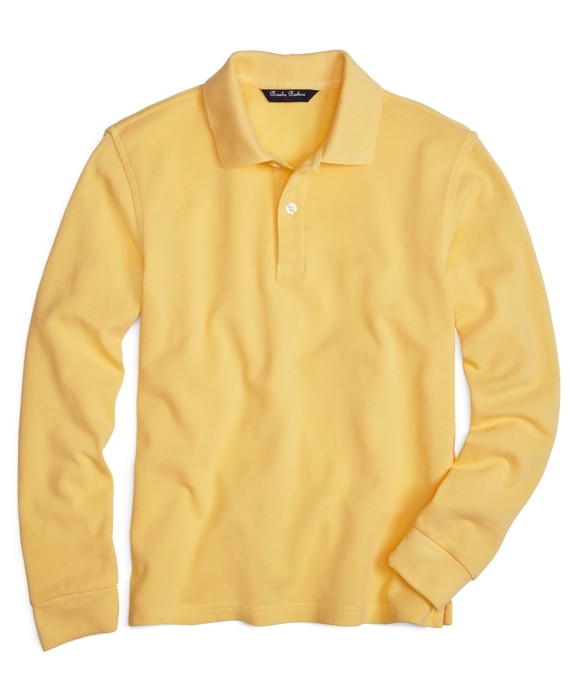 Boys Long-Sleeve Pique Polo Shirt - Brooks Brothers Factory Outlet