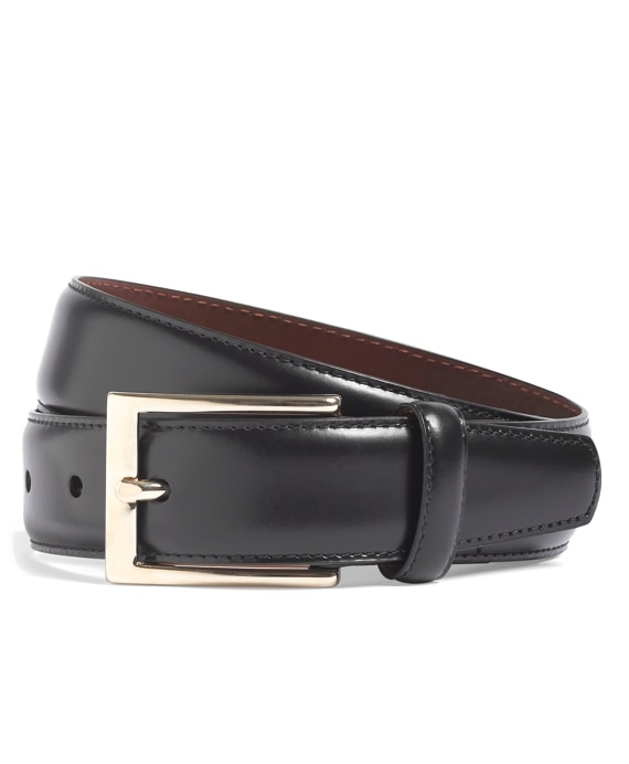 Gold Buckle Leather Dress Belt - Brooks Brothers Factory Outlet