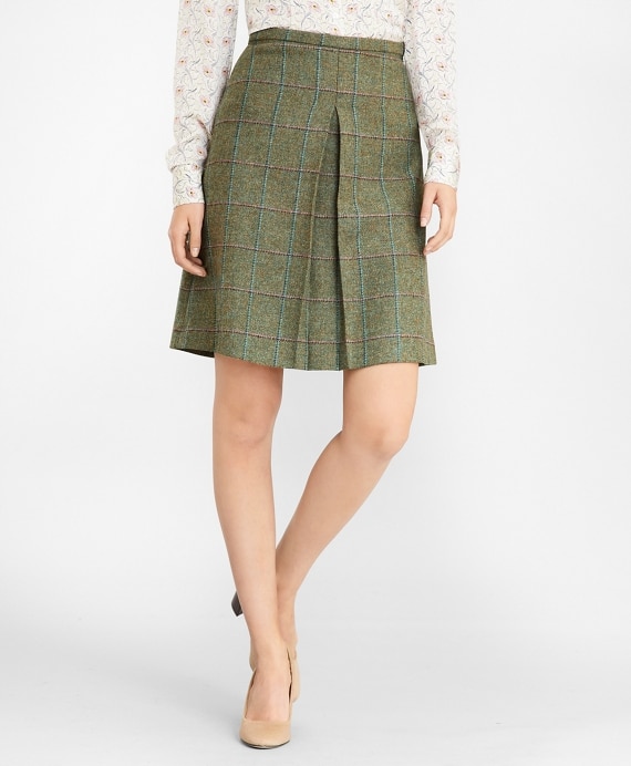 Checked Wool Tweed Skirt - Brooks Brothers Outlet