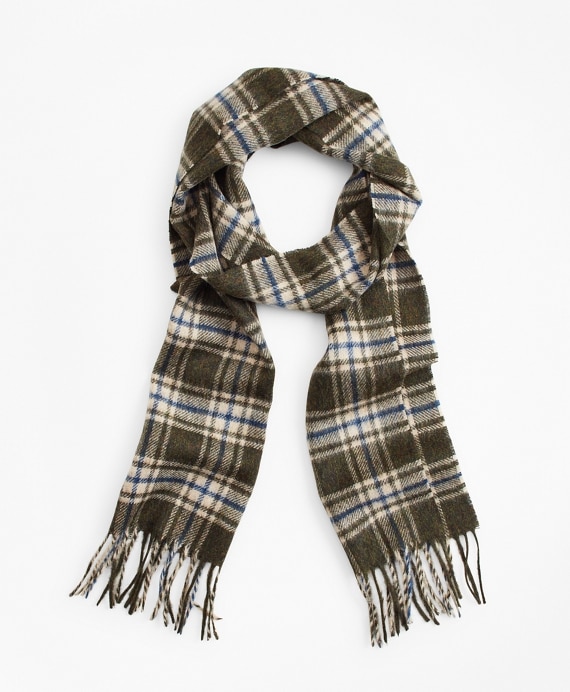 Olive Tartan Scarf - Brooks Brothers Outlet