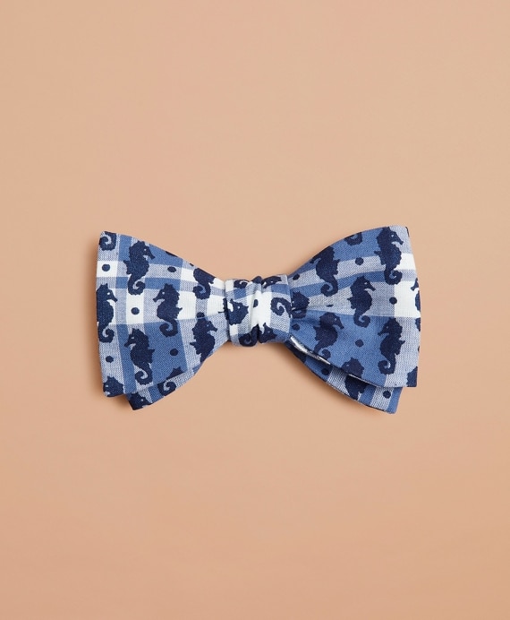Seahorse-Print Madras Bow Tie - Brooks Brothers Factory Outlet