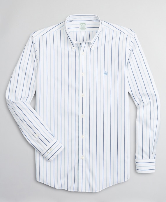 Stretch Milano Slim-Fit Sport Shirt, Non-Iron Stripe - Brooks Brothers Outlet