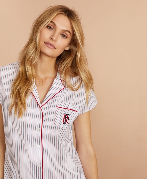 Striped Cotton Poplin Pajamas - Brooks Brothers Factory Outlet