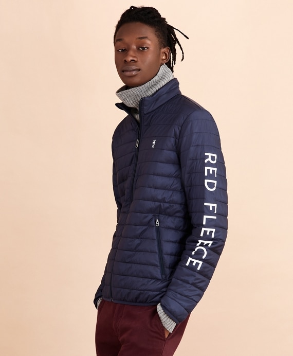 Water-Resistant Red Fleece Puffer Jacket - Brooks Brothers Outlet